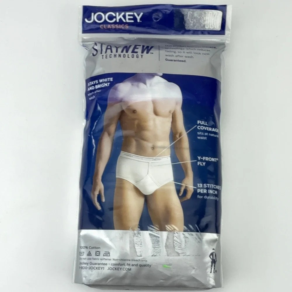 Jockey Classics Tall Man Full Rise Briefs White 2 Pack Size 42 100% Cotton 9970